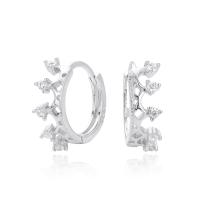 Silver Crown Motif Huggie Earrings