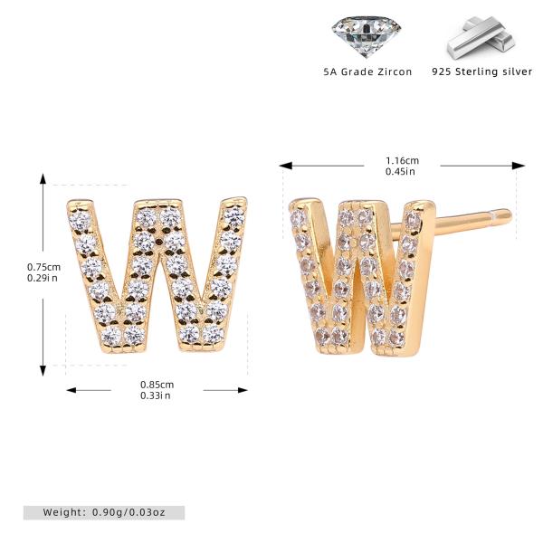 Gold Letter W Stud Earrings