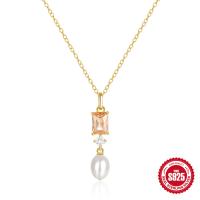 Gold-Plated Pearl Drop Pendant Necklace