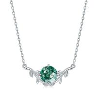Silver Emerald Leaf Necklace
