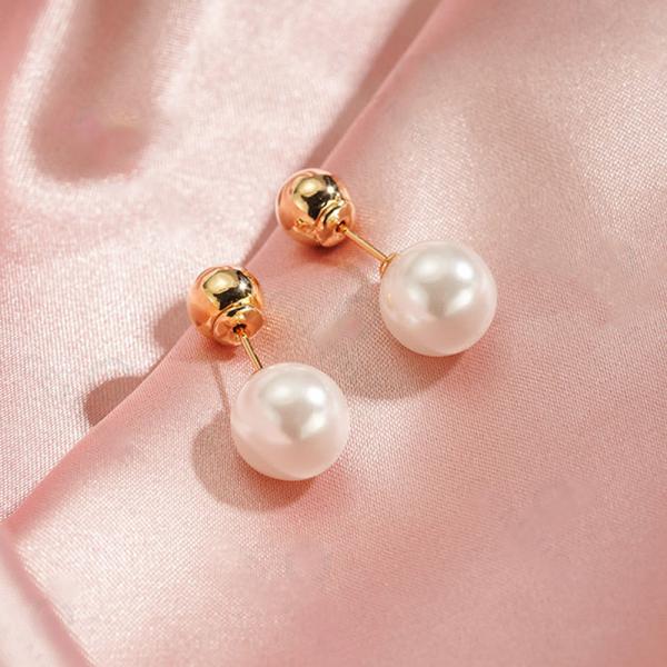 Gold-Tone Pearl Stud Earrings