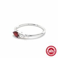 Sterling Silver Red Stone Band Ring