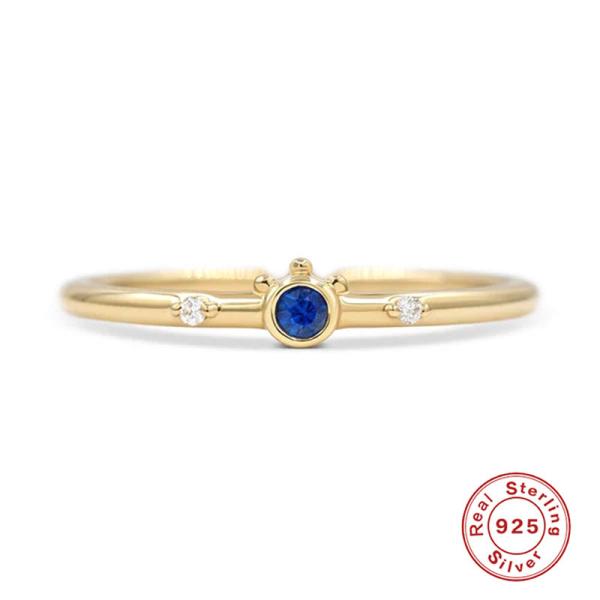Gold Bezel Sapphire Delicate Band Ring