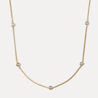 Gold Station Necklace with Cubic Zirconia