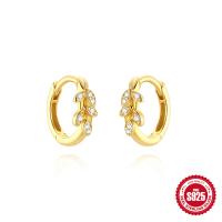 Gold-Plated Leaf Motif Small Hoop Earrings