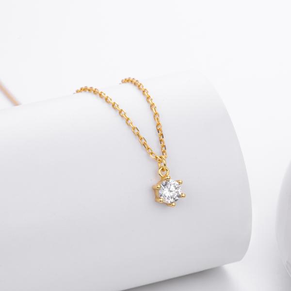 Gold Cubic Zirconia Pendant Necklace