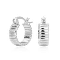 Silver Ribbed Small Hoop Earrings