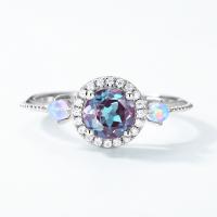 Silver Halo Purple Stone Ring