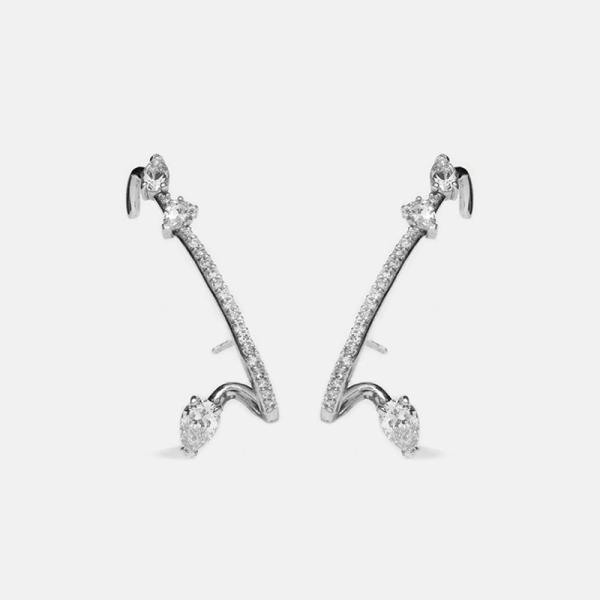 Silver Abstract Pavé Ear Climber