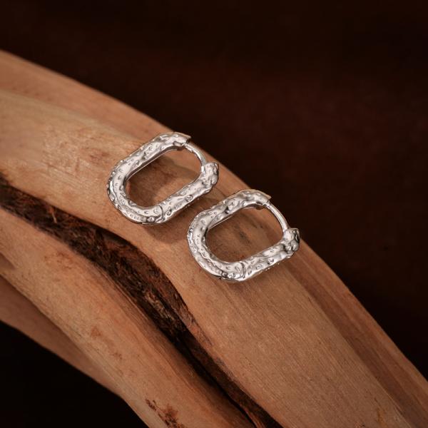Hammered Silver Hoop Earrings