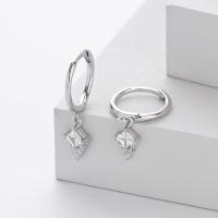 Geometric Zirconia Silver Hoop Earrings