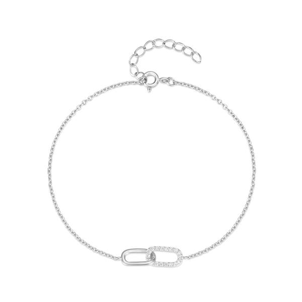 925 Silver Pavé Link Chain Bracelet
