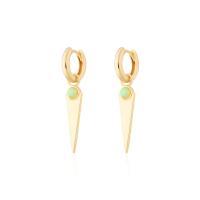 Gold-Plated Opal Geometric Huggie Earrings