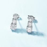 925 Silver Triple Stone Drop Earrings