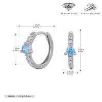 Silver Blue Cubic Zirconia Huggie Earrings