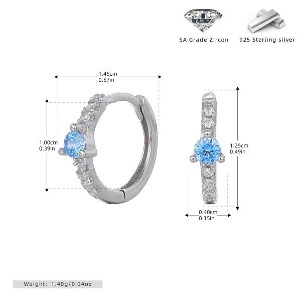 Silver Blue Cubic Zirconia Huggie Earrings
