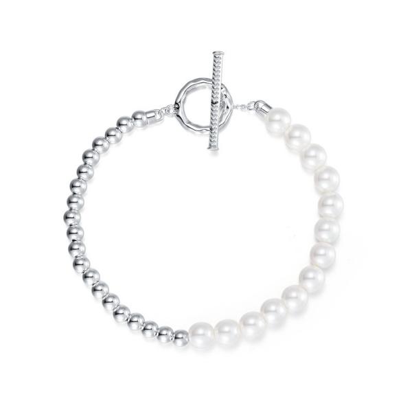Sterling Silver Freshwater Pearl Beaded Bracelet