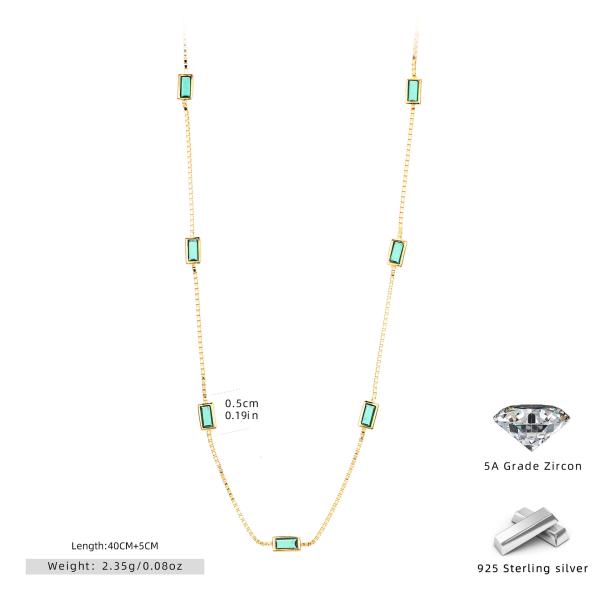 Gold Green Zircon Station Necklace