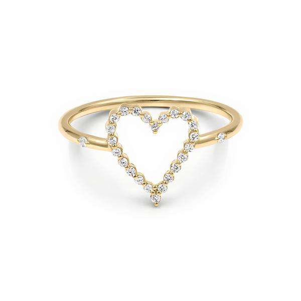 Gold Heart Cubic Zirconia Ring