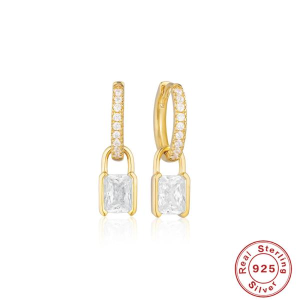 Gold-Tone Pavé Huggie Earrings with CZ Drop
