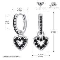 Black Zircon Heart Huggie Earrings