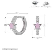 Silver Star Huggie Earrings with Zircon