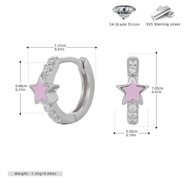 Silver Star Huggie Earrings with Zircon