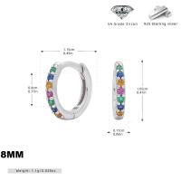 Silver Large Multicolor Zircon Huggie Earrings