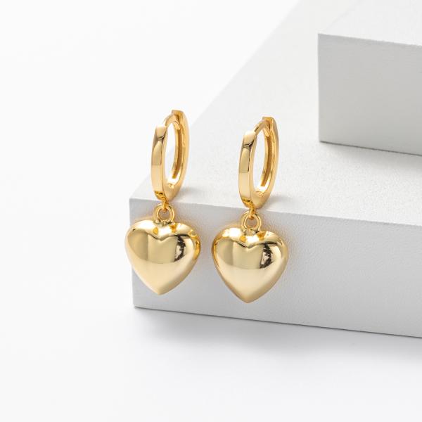 Gold Heart Huggie Earrings