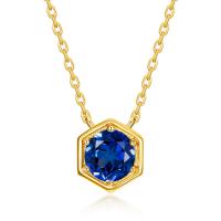 Gold Hexagon Sapphire Pendant Necklace