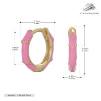 Pink Enamel Gold-Tone Huggie Earrings