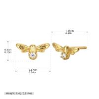 Gold Bee Stud Earrings with Cubic Zirconia