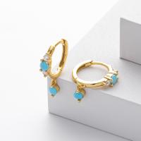 Gold Turquoise Huggie Earrings