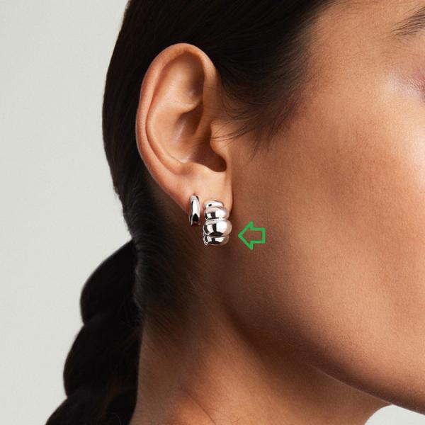 Chunky Silver Huggie Earrings