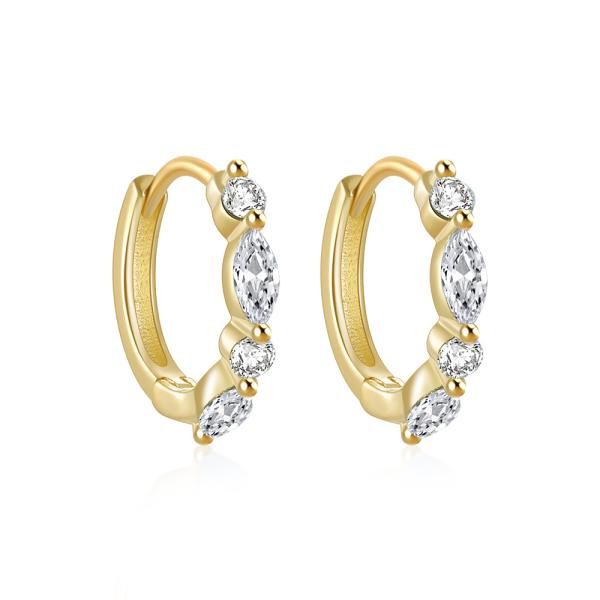 Gold-Plated Crystal Small Hoop Earrings