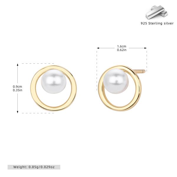 Gold Pearl Geometric Stud Earrings