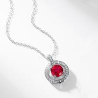 Ruby Halo Silver Pendant Necklace