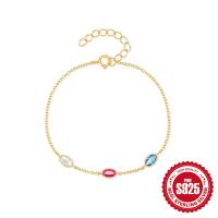 Gold-Tone Colorful Stone Chain Bracelet