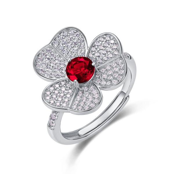 925 Silver Floral Pavé Ring