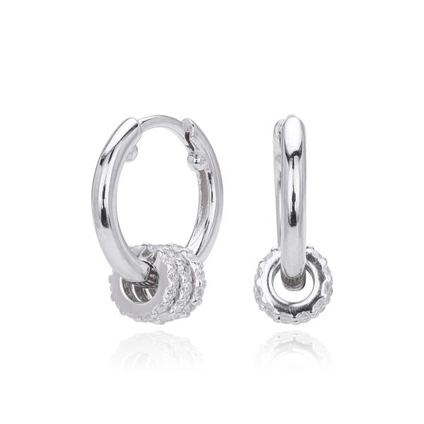 Silver Pavé Small Hoop Earrings
