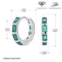 Silver Green Zircon Huggie Earrings