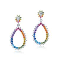 Multicolor Pavé Teardrop Dangle Earrings