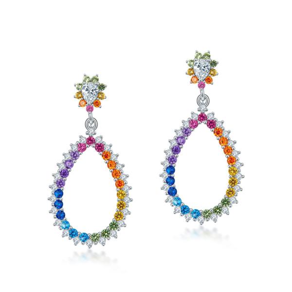 Multicolor Pavé Teardrop Dangle Earrings