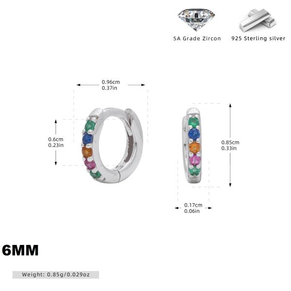 Silver Multicolor Zircon Huggie Earrings