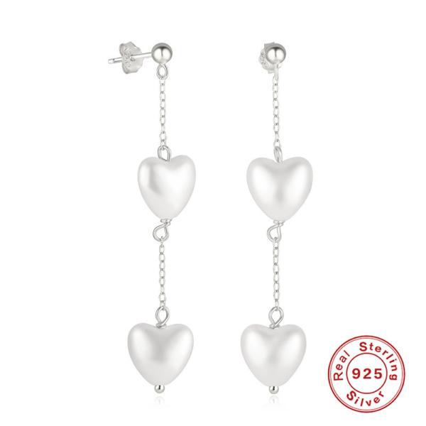 Sterling Silver Heart Dangle Earrings