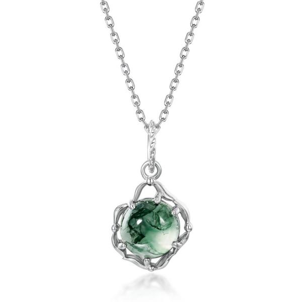 Silver Jade Pendant Necklace