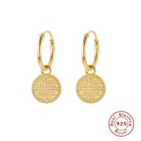 925 Silver Gold-Plated Coin Hoop Earrings