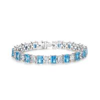 Blue Topaz Silver Tennis Bracelet