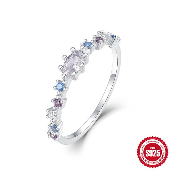 Sterling Silver Multi-Gemstone Band Ring