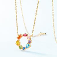 Gold-Plated Multicolor Circle Pendant Necklace